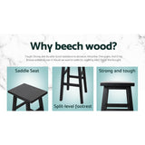 Set Of 2 Beech Wood Bar Stools - Black