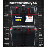 Battery Box 12v Camping Portable Deep Cycle Agm Universal Large Usb Cig