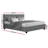 Vila Bed Frame Fabric Gas Lift Storage - Grey Queen