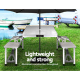 Weisshorn Camping Table with Chairs Folding Outdoor Picnic Beach BBQ 85CM