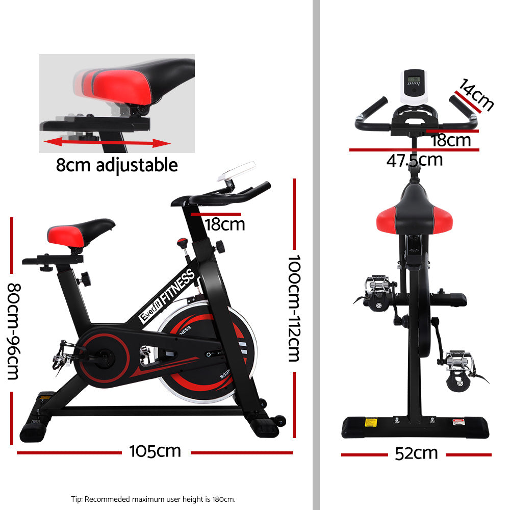 Spin Exercise Bike Cycling Fitness Commercial Home Workout Gym Black