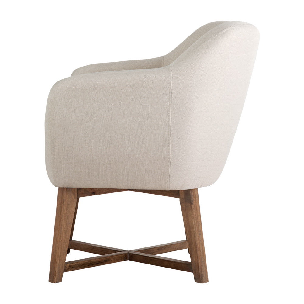 Fabric Tub Lounge Armchair - Beige