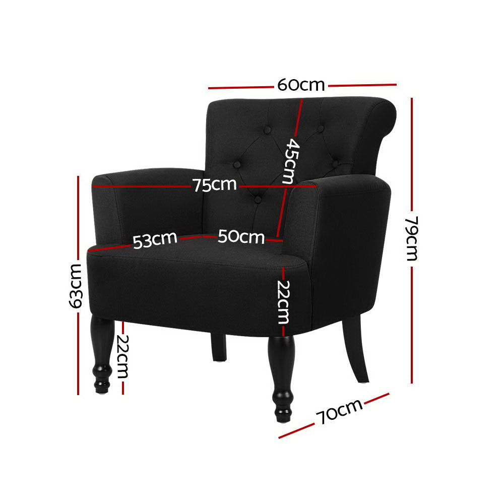 French Lorraine Chair Retro Wing - Black