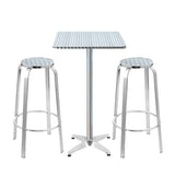 Outdoor Bistro Set Bar Table Stools Adjustable Aluminium Cafe 3pc Square