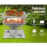 Grillz Camping Fire Pit Bbq Portable Folding Stainless Steel Stove Outdoor Pits