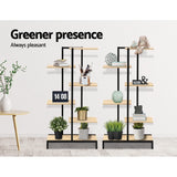 6-tier Indoor Outdoor Metal Wood Plant Stand Garden Shelf Garden Display