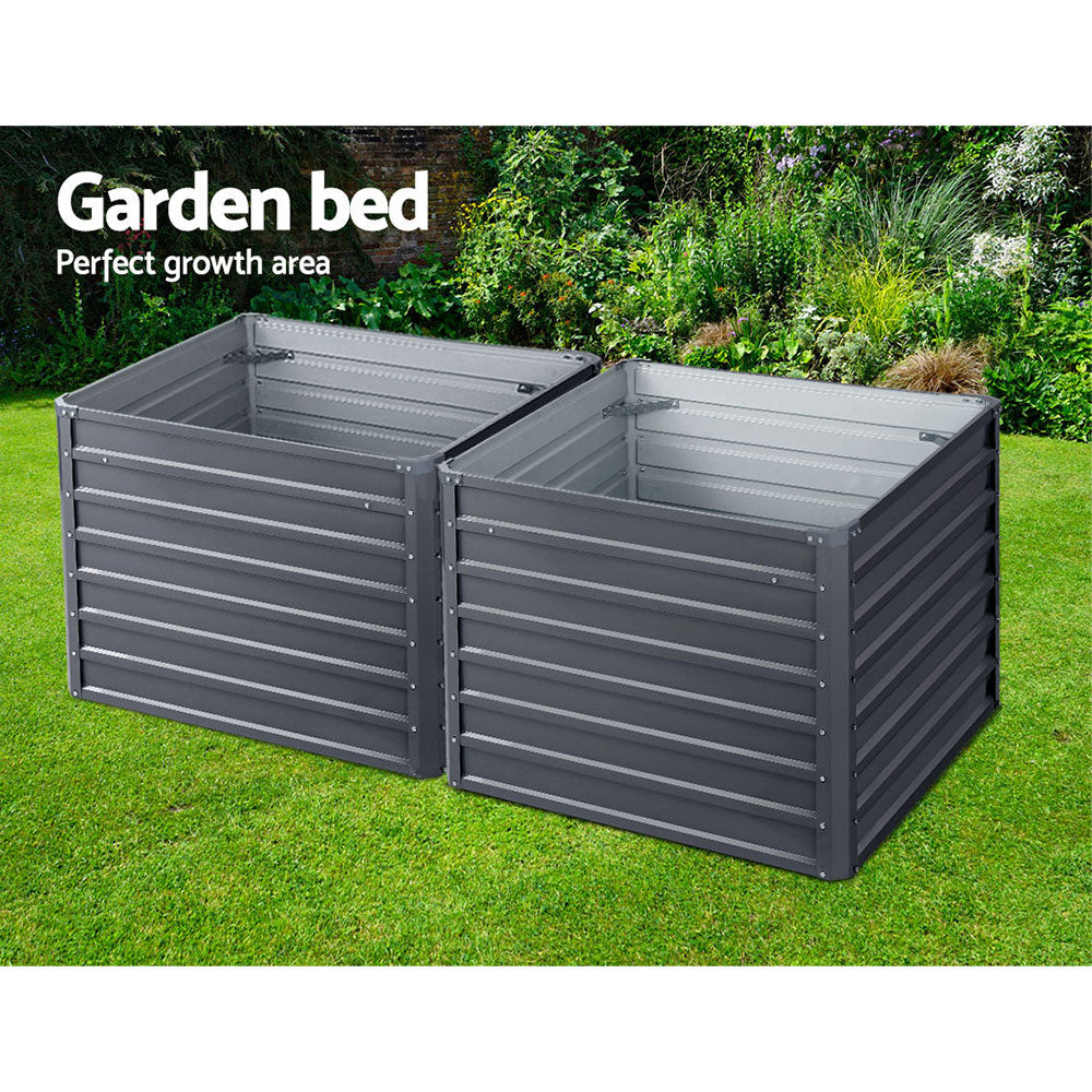 Garden Bed 2pcs 100x100x77cm Galvanised Steel Raised Planter
