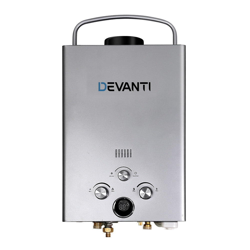 Devanti Outdoor Gas Hot Water Heater Portable Camping Shower 12v Pump Grey
