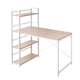 Metal Desk With Shelves - White With Oak Top