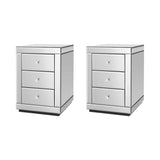 Artiss Set Of 2 Bedside Tables Drawers Mirrored Side End Table Cabinet Nightstand