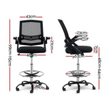 Office Chair Veer Drafting Stool Mesh Chairs Flip up Armrest Black