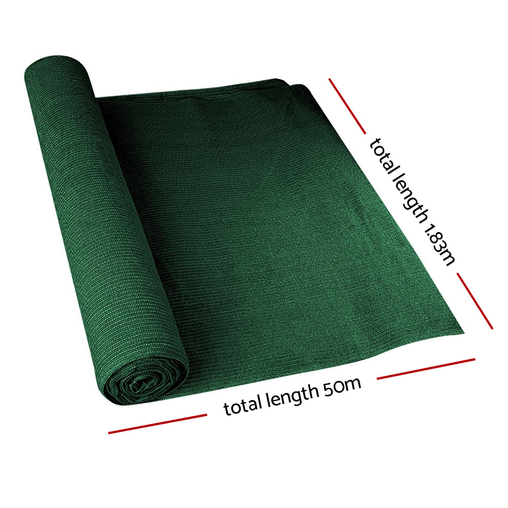Sun Shade Cloth Shadecloth Sail Roll Mesh Outdoor 50% Uv 1.83x50m Green