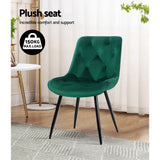 Artiss Starlyn Dining Chairs Kitchen Chairs Velvet Padded Seat Set of 2 Green