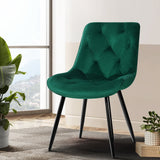 Artiss Starlyn Dining Chairs Kitchen Chairs Velvet Padded Seat Set of 2 Green