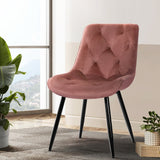 Artiss Starlyn Dining Chairs Kitchen Chairs Velvet Padded Seat Set of 2 Pink