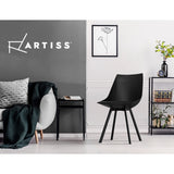 Artiss Lylette Dining Chairs Cafe Chairs PU Leather Padded Seat Set of 2 Black