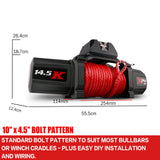X-BULL 12V Electric Winch 14500LBS synthetic rope with 2 Pairs Recovery Tracks Gen2.0 Black