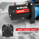 X-BULL 12000LB Electric Winch 12V synthetic rope 4WD with Recovery Tracks Gen3.0 Black