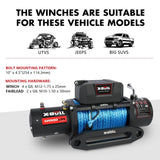 X-BULL 4x4 Electric Winch 12V 12000LBS synthetic rope 4WD Car with winch mounting plate
