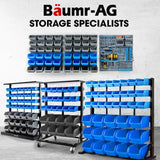 BAUMR-AG 69pc Wall Mounted Parts Bin Rack with Tool Holders - Blue