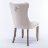 2x Velvet Dining Chairs Upholstered Tufted Kithcen Chair With Solid Wood Legs Stud Trim And