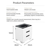 Smart Bedside Tables Side 3 Drawers Wireless Charging Nightstand LED Light USB Right Hand Connection