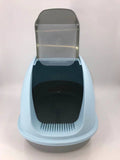 XL Portable Hooded Cat Toilet Litter Box Tray House w Charcoal Filter and Scoop Blue