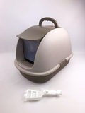 XL Portable Hooded Cat Toilet Litter Box Tray House w Charcoal Filter and Scoop Brown