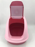 XL Portable Hooded Cat Toilet Litter Box Tray House with Charcoal Filter and Scoop Pink