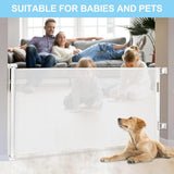 Retractable 3M Doorways Hallways Stairs Baby Gate Dog Pet Gate Indoor Outdoor Safety Gates White