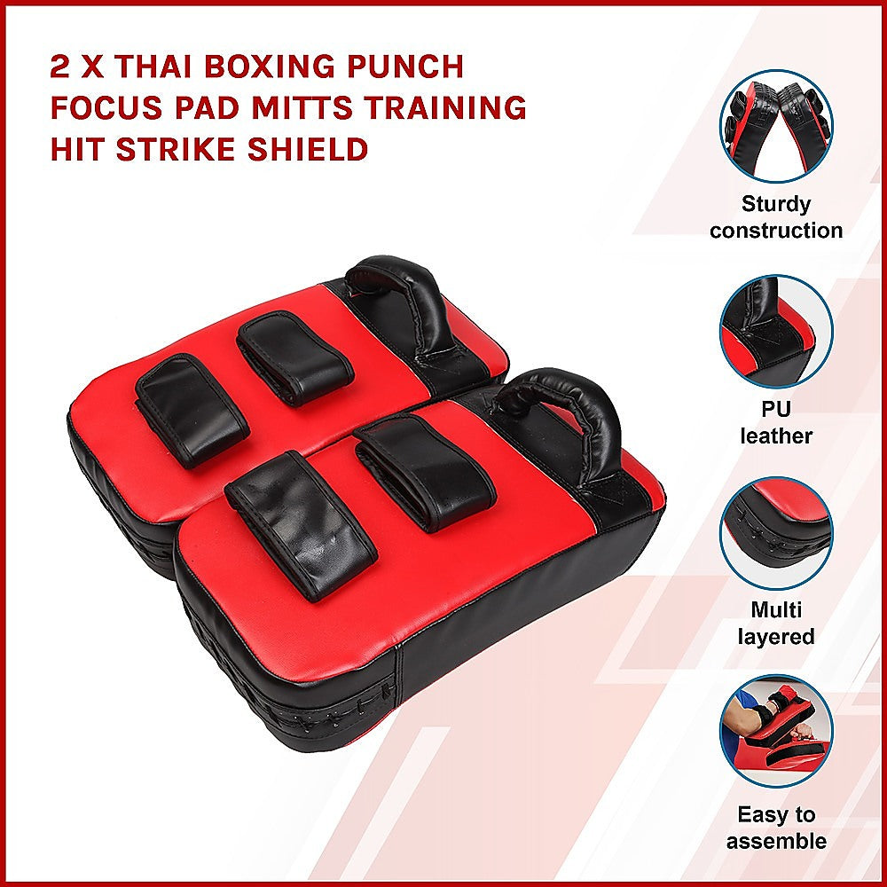 2 x Thai Boxing Punch Focus Pad Mitts Training Hit Strike Shield