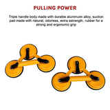 2x 150kg Load Aluminum Triple Suction Cup Pad Glazer Glass Sucker Remover Lifter
