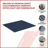 5m2 Box Of Premium Carpet Tiles Commercial Domestic Office Heavy Use Flooring Blue