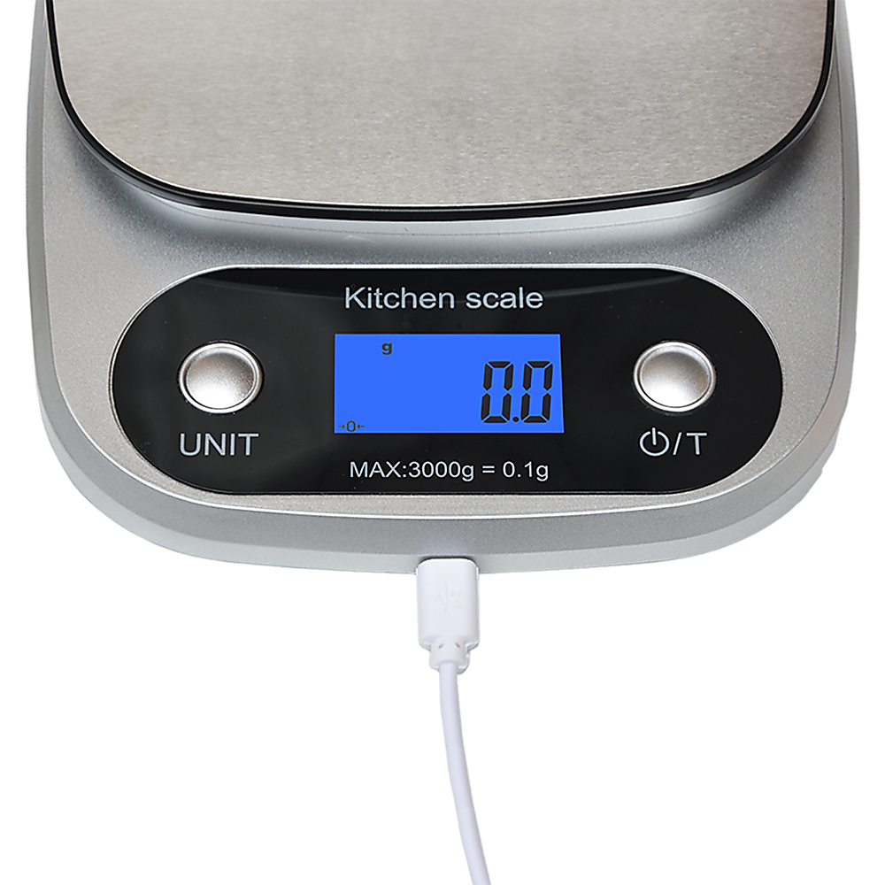 0.1g High Precision Kitchen Scale Rechargable Food Scale Digital 3kg