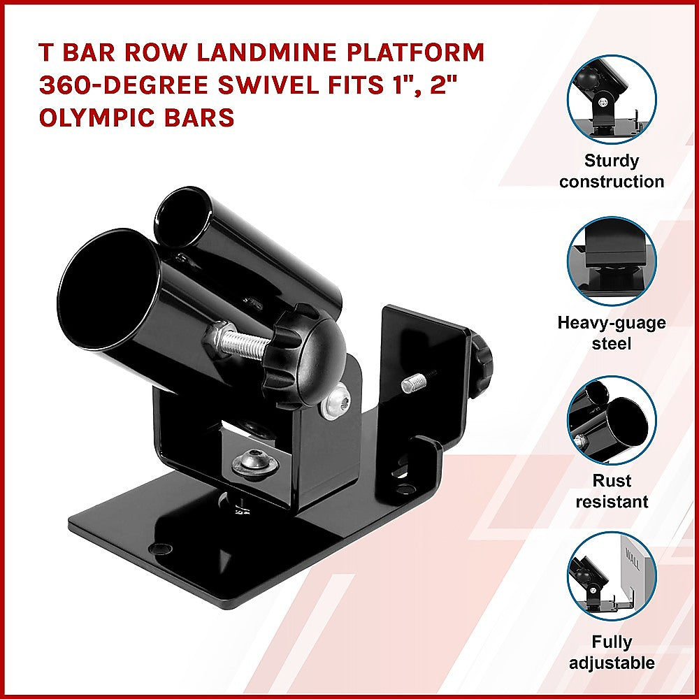 T Bar Row Landmine Platform 360-degree Swivel Fits 1", 2" Olympic Bars