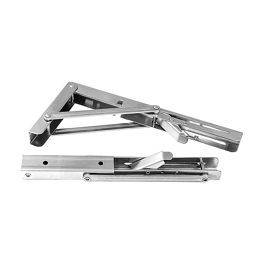 2x 10" Stainless Steel Folding Table Bracket Shelf Bench 50kg Load Heavy Duty