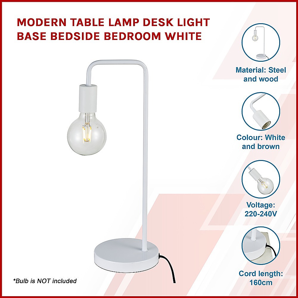 Modern Table Lamp Desk Light Base Bedside Bedroom White