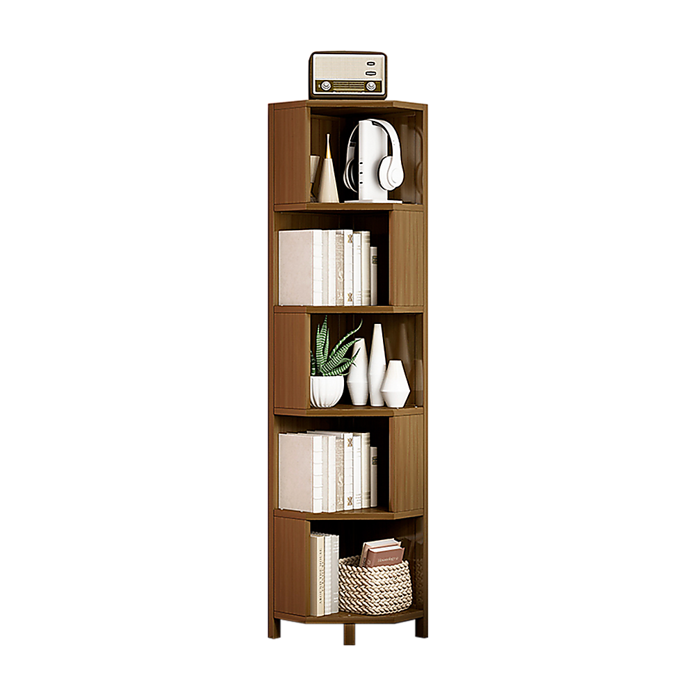 5-shelf Corner Bookcase Industrial Bookshelf Display Storage Stand