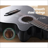 Alpha 38 Inch Wooden Acoustic Guitar Black - Audio & Video >