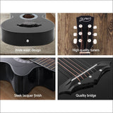 Alpha 38 Inch Wooden Acoustic Guitar Black - Audio & Video >