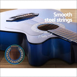 Alpha 38 Inch Wooden Acoustic Guitar Blue - Audio & Video > 