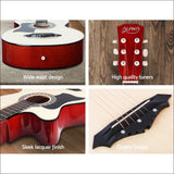 Alpha 38 Inch Wooden Acoustic Guitar Left Handed - Natural 