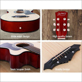 Alpha 38 Inch Wooden Acoustic Guitar with Accessories Set 