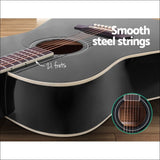 Alpha 41 Inch Wooden Acoustic Guitar Black - Audio & Video >
