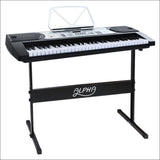 Alpha 61 Keys Electronic Piano Keyboard Led Electric Silver 