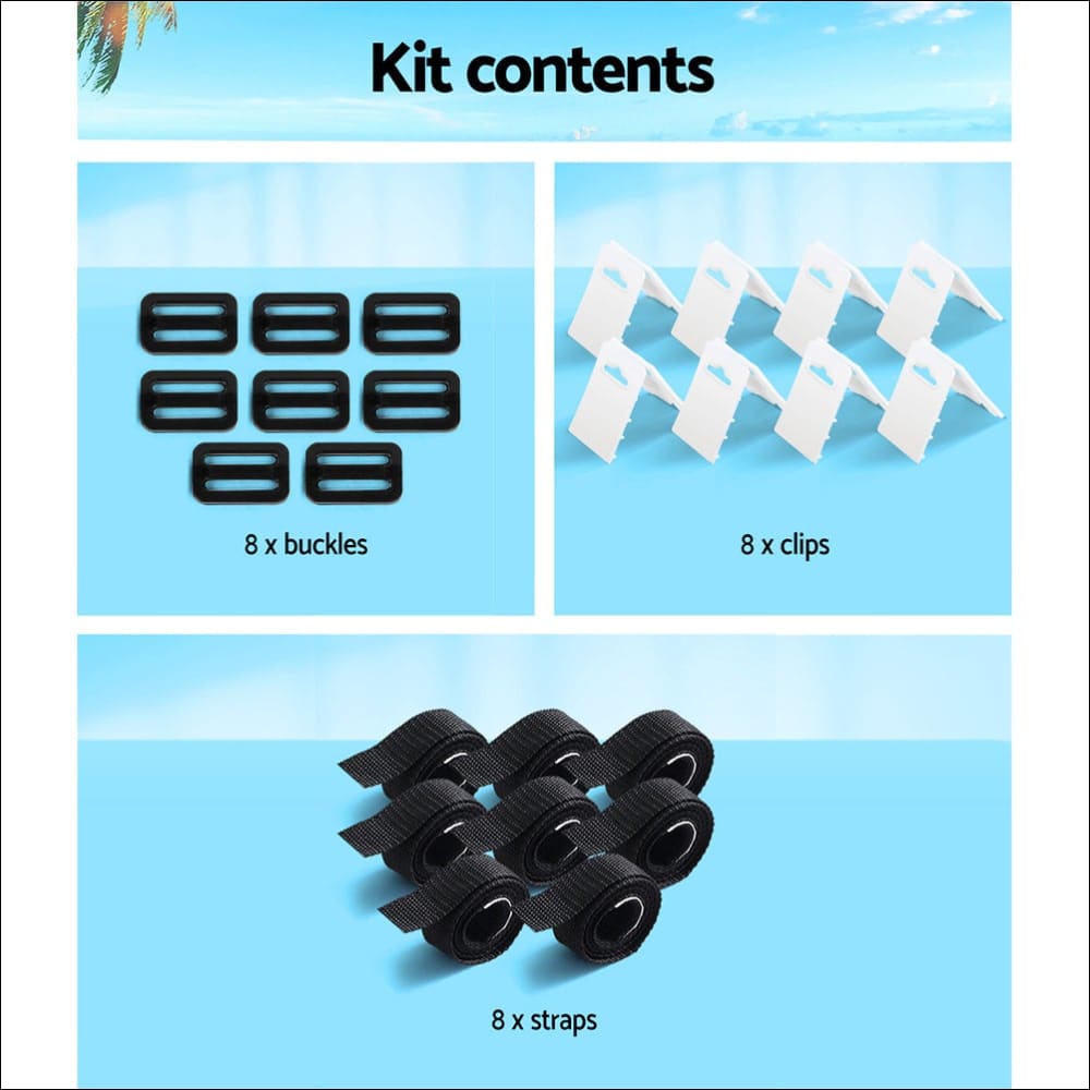 Aquabuddy Pool Cover Roller Attachment Straps Kit 8pcs for 
