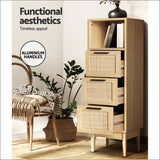 Artiss 3 Chest of Drawers Rattan Furniture Cabinet Storage 