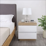 Ashley Coastal White Wooden Bedside Table - Furniture > 