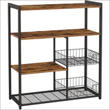 Baker's Rack with 2 Metal Mesh Baskets, Shelves and Hooks, 80 X 35 X 95 Cm, Industrial Style, Rustic