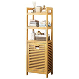 Bamboo 2-in-1 Laundry Hamper side Table with 2 Shelves and 